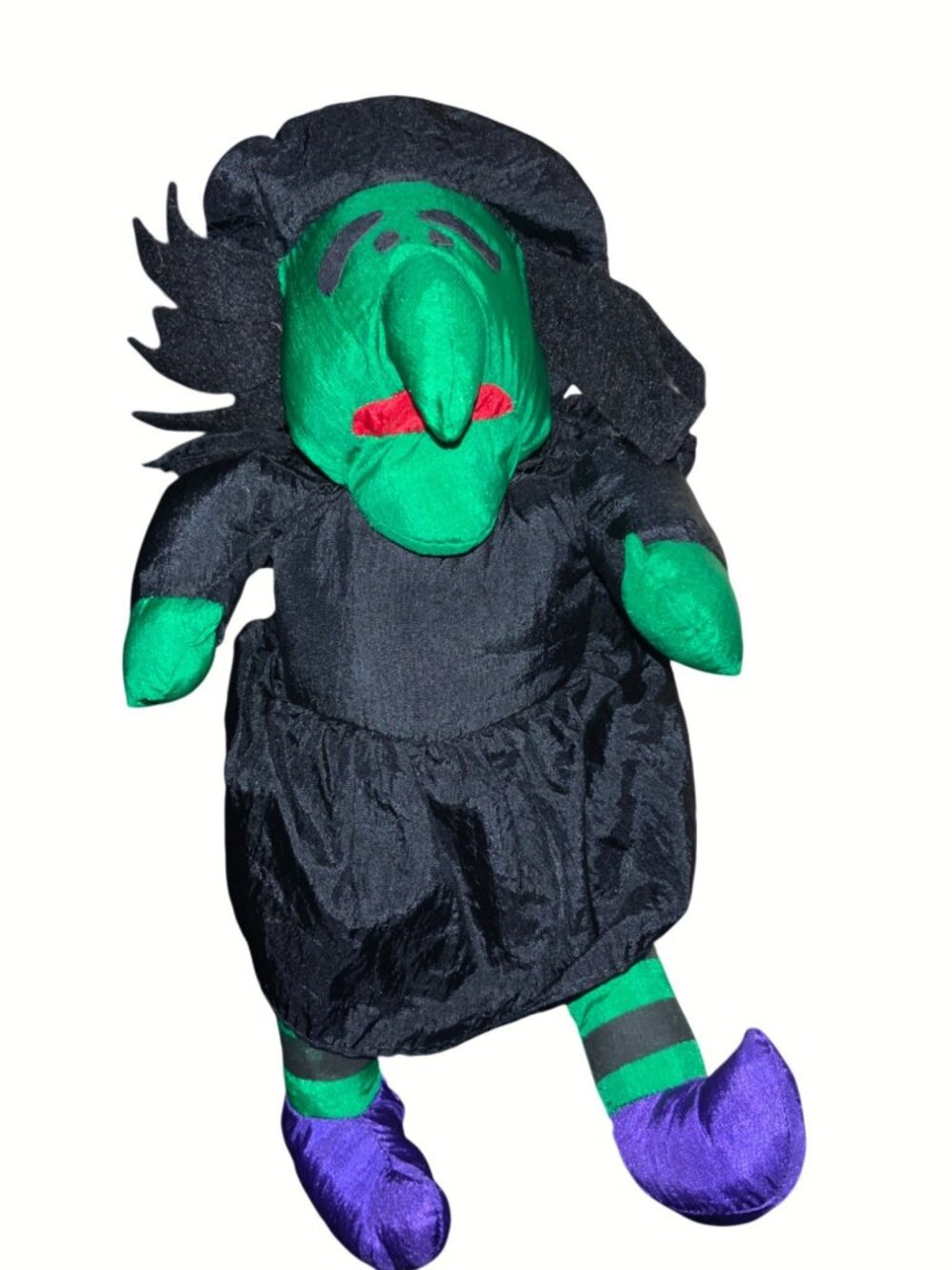 Green and Black Witch Plush Toy Halloween Decoration 10 inch